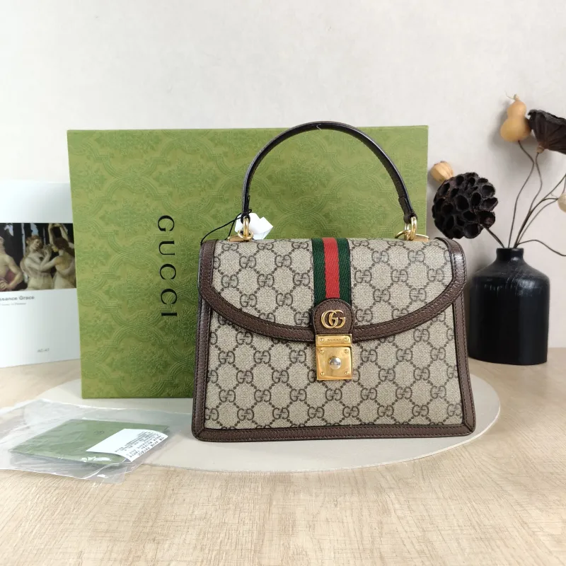 GUCCI Top Handle Bag Ophidia GG Messenger Bag Monogram PVC Medium 25 × 7 × 17.5 cm — cover view 2 of 6