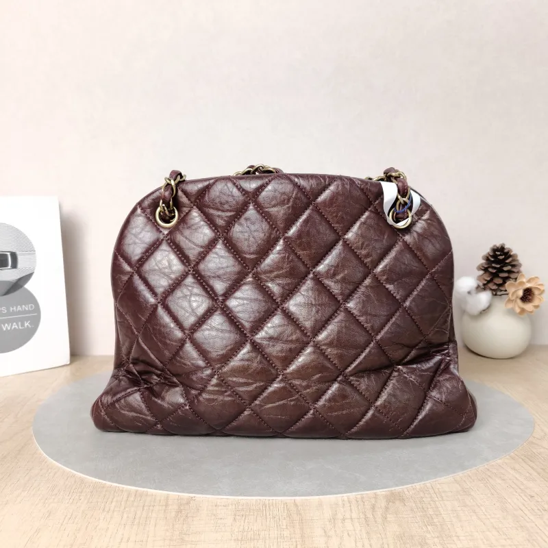 Chanel Shoulder Bag tote Red Waxed Leather One Size33 × 12 × 24 cm