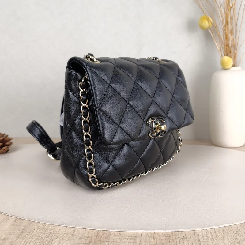 Chanel Backpack logo Backpack Black Lambskin 19 × 6 × 17 cm — cover view 2 of 5