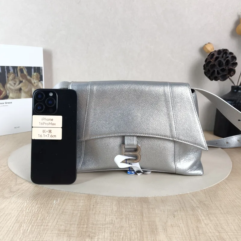 BALENCIAGA Shoulder Bag DOWNTOWN Silver Calfskin Small 30 × 10 × 17.5 cm — cover view 2 of 6