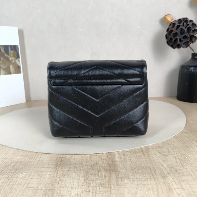 SAINT LAURENT Crossbody Bag LOULOU Black Calfskin Mini 20 × 7.5 × 14 cm — cover view 6 of 6