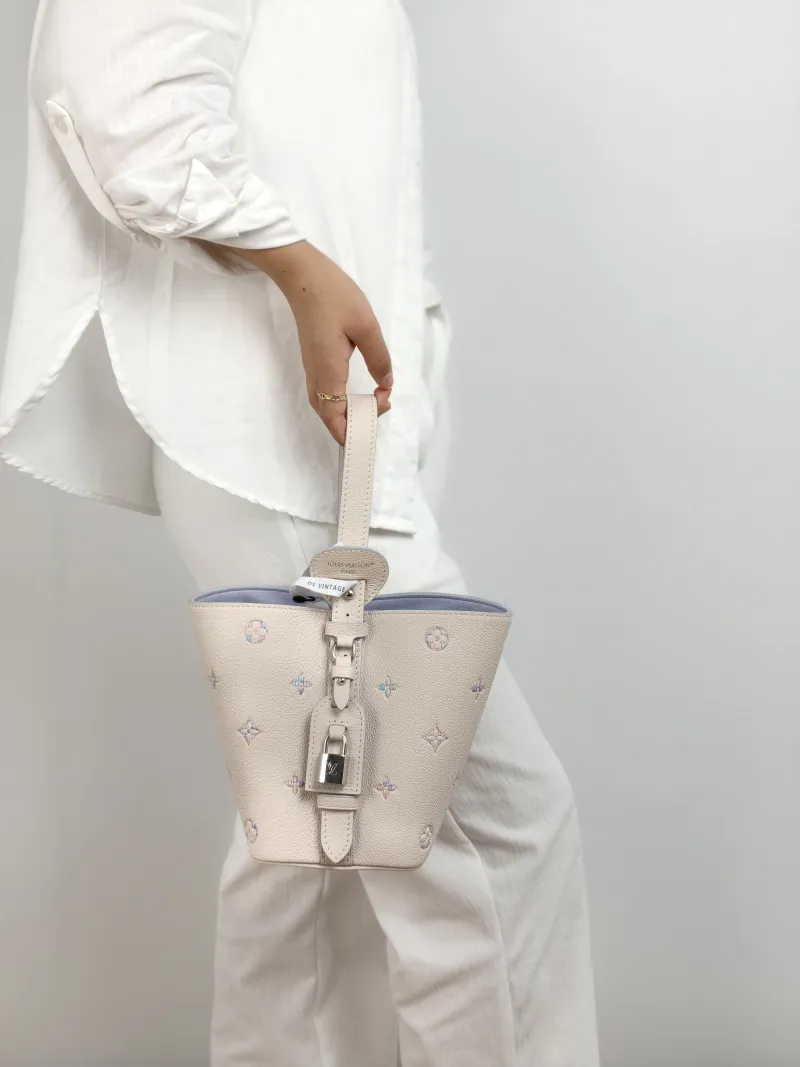 Louis Vuitton Top Handle Bag Collection White Calfskin BB 16 × 12 × 18 cm — on-model view 2 of 2