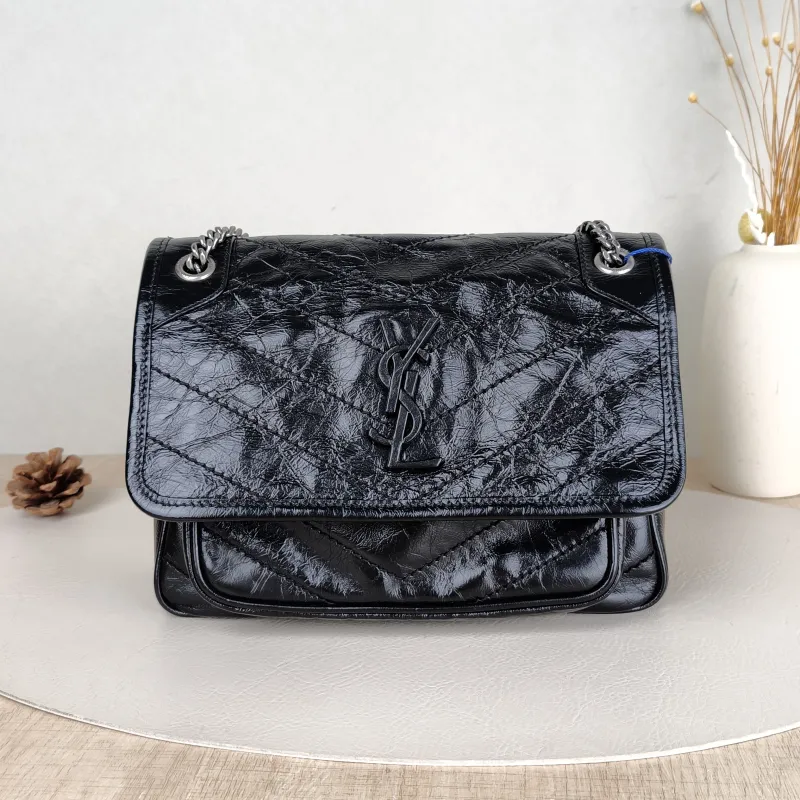 SAINT LAURENT Crossbody Bag Niki D Waxed Leather Calfskin Small21 × 7.5 × 16 cm