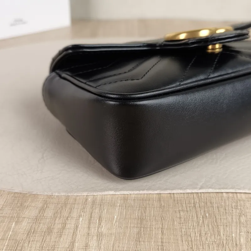 GUCCI Crossbody Bag GG Marmont Mini Marmont Mini Black Calfskin Mini 16.5 × 4.5 × 9.5 cm — detail view 3 of 8