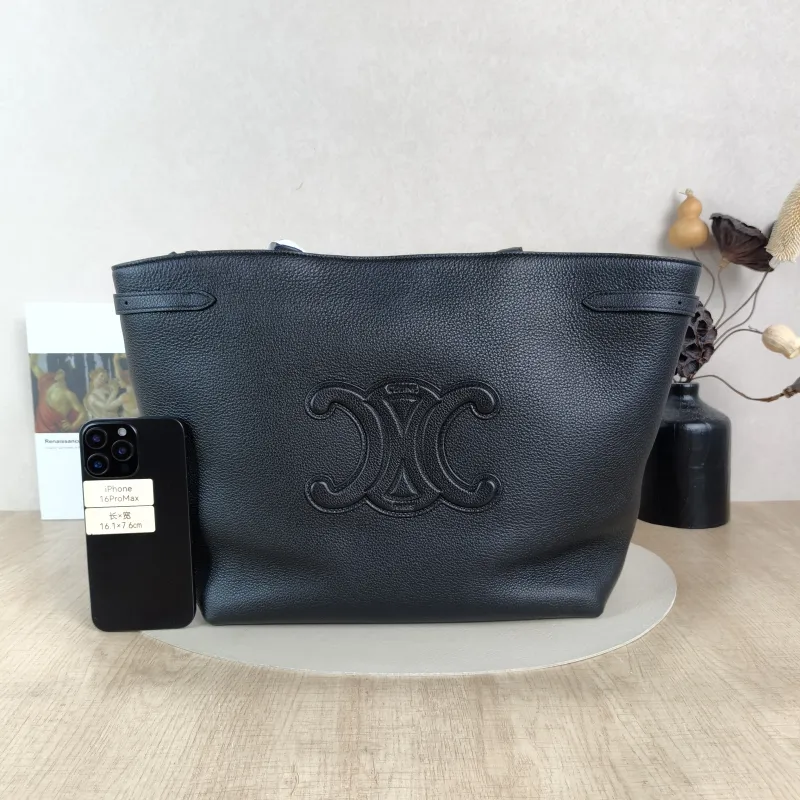 CELINE Shoulder Bag Cabas Anais Tote Bag Black Calfskin Small28 × 12 × 24 cm — cover view 3 of 6