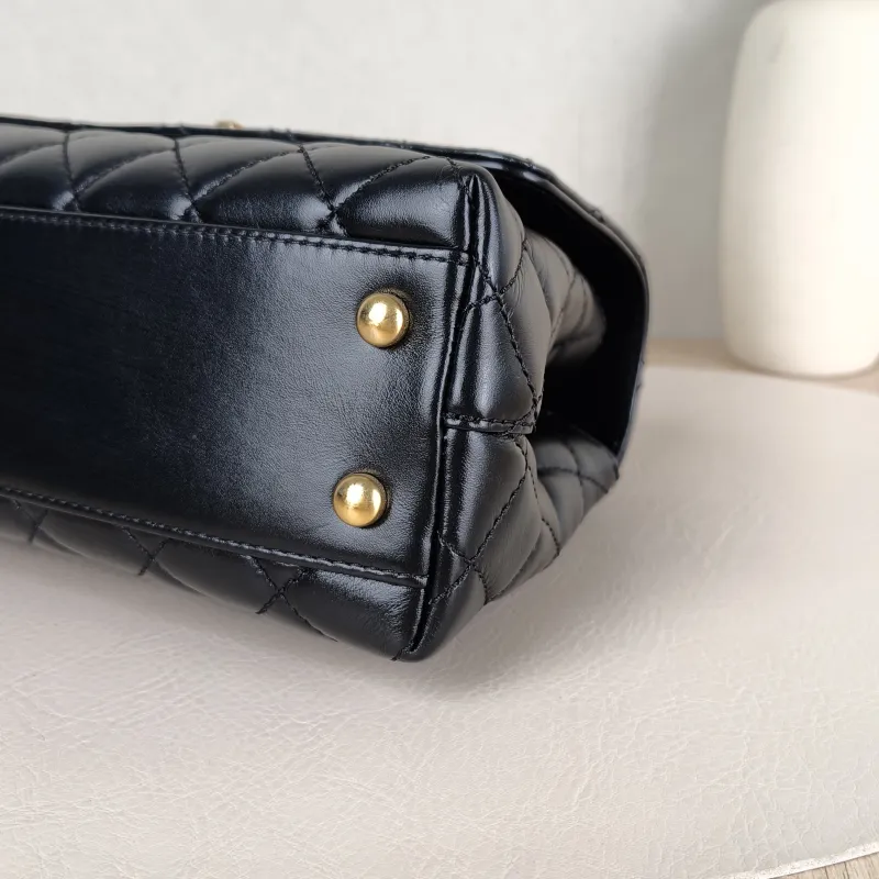 Chanel Crossbody Bag Coco Handle​ Woven Black Calfskin Small24 × 10 × 14 cm — detail view 5 of 14