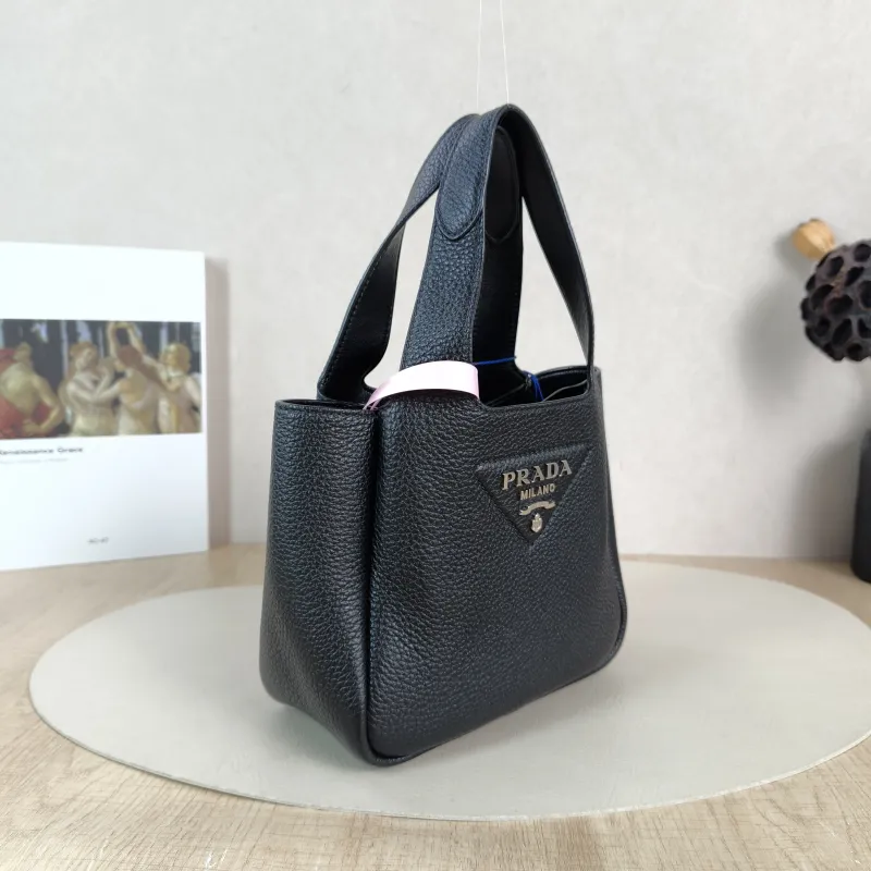 PRADA Shoulder Bag Black Calfskin Mini 18 × 9 × 16 cm — cover view 6 of 6