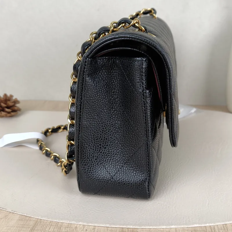 Chanel Crossbody Bag Classic Flap CF Black Grained Calfskin Medium 25.5 × 6.5 × 15.5 cm — detail view 6 of 15