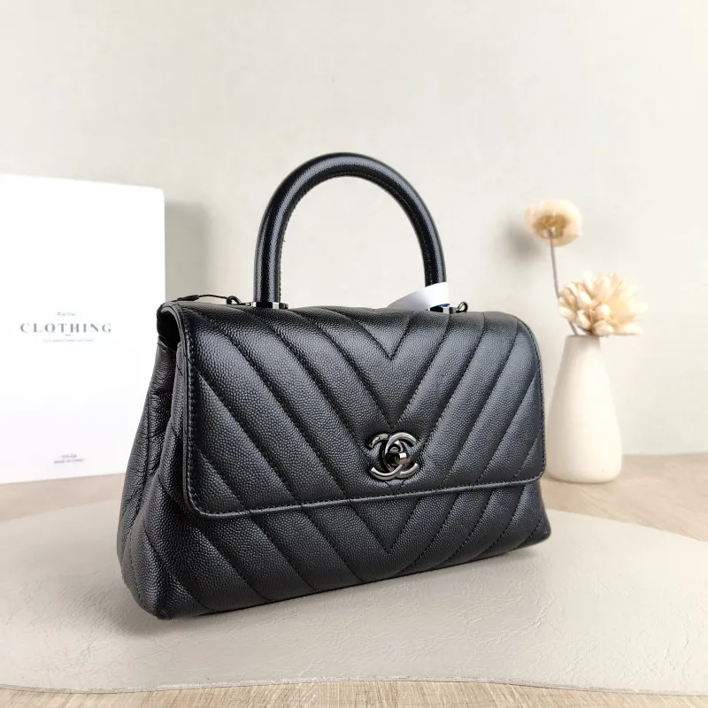Chanel Top Handle Bag Coco Handle​ v Black Grained Calfskin Small 24 × 10 × 14 cm — cover view 2 of 5