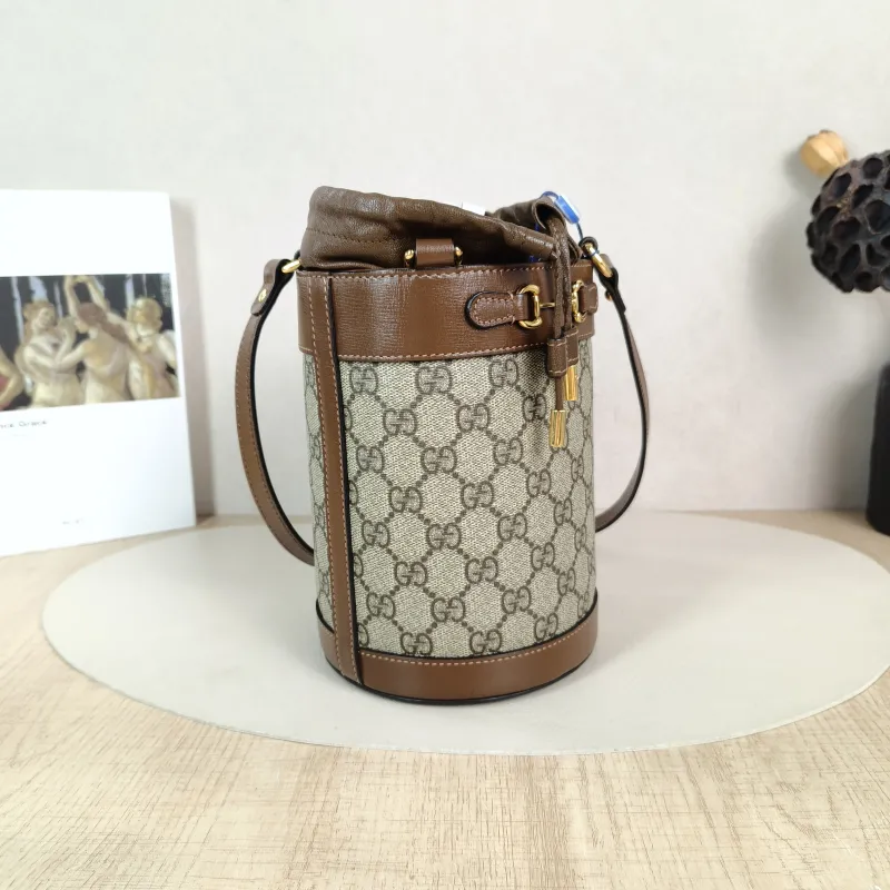 GUCCI Top Handle Bag Horsebit 1955Collection Bucket Bag White PVC Small 14 × 14 × 19 cm — cover view 5 of 6