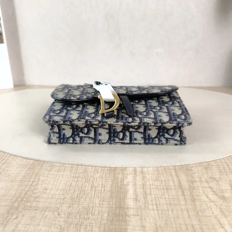 DIOR Belt Bag Saddle Belt Bag Blue Canvas One Size 17 × 3.5 × 10.5 cm — cover view 2 of 6