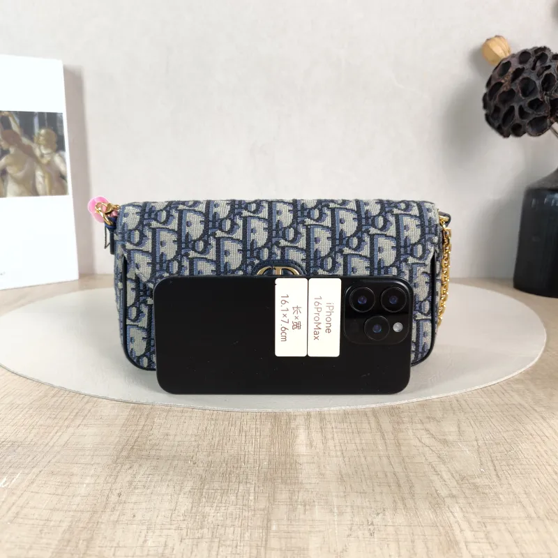 DIOR Crossbody Bag 30 Montaigne woc Blue Canvas One Size 21.5 × 3 × 12 cm — cover view 4 of 5