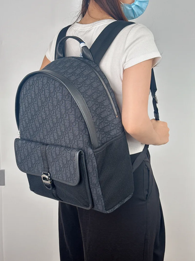 DIOR Backpack Black Canvas 32.5*13.5**42 — on-model view 1 of 2