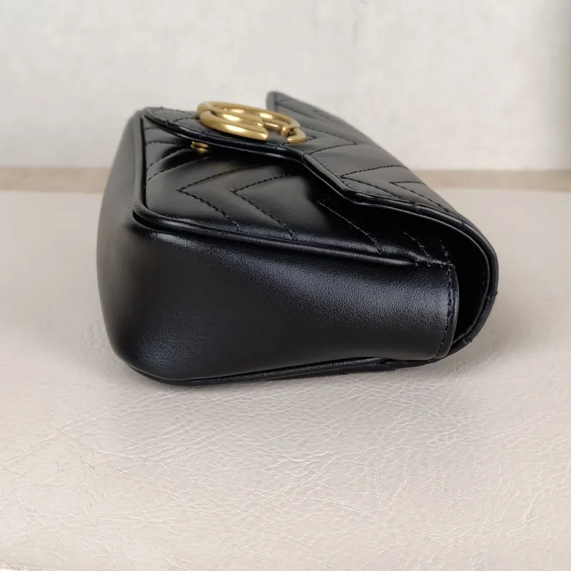 GUCCI Crossbody Bag GG Marmont Mini Marmont Mini Black Calfskin Mini 16.5 × 4.5 × 9.5 cm — detail view 6 of 12