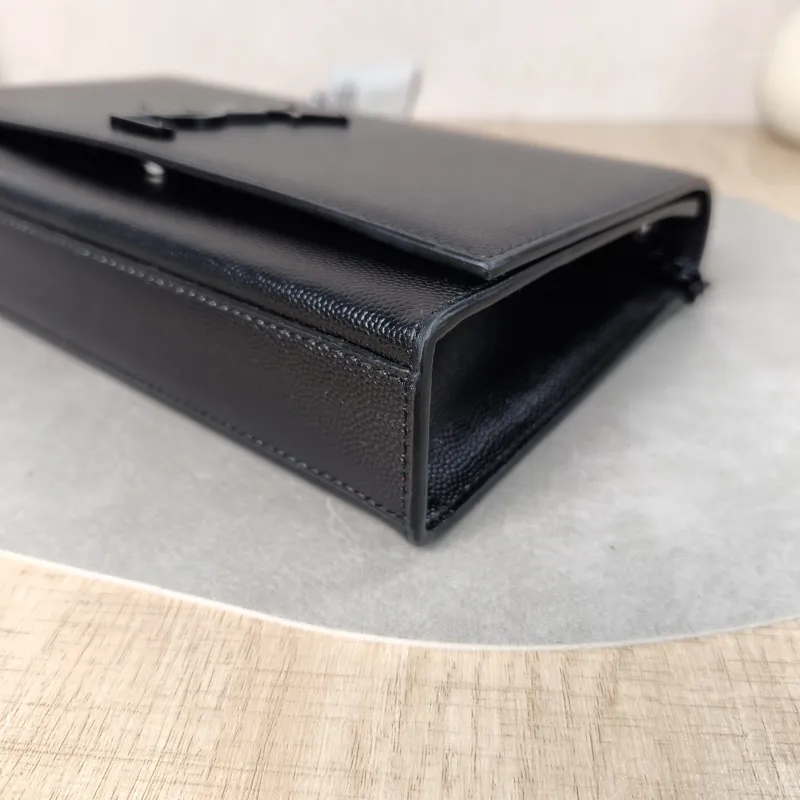 SAINT LAURENT Crossbody Bag KATE Black Grained Calfskin Medium 24 × 5.5 × 14.5 cm — detail view 7 of 10