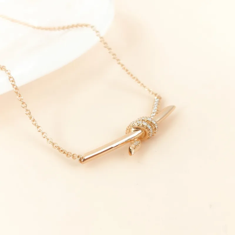 Tiffany&Co. Necklace Knot Collection Necklace Rose Gold Diamond18KR ose Gold Large 42cm — cover view 5 of 10