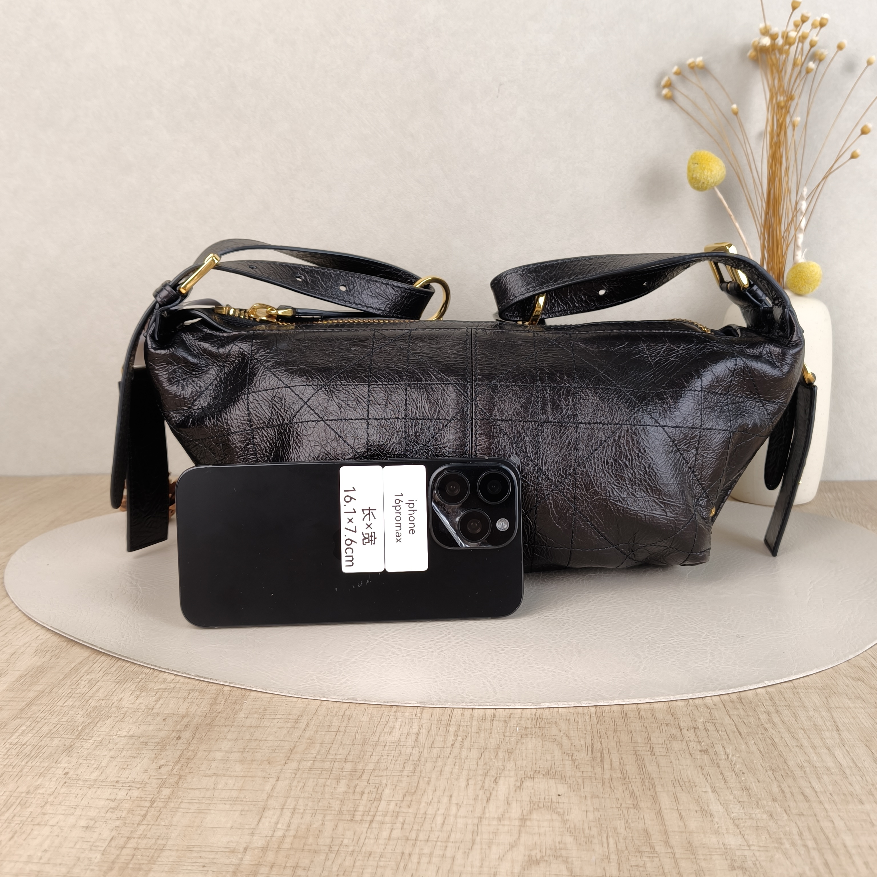 DIOR Shoulder Bag D-Journey Shoulder Bag Hobo Black Calfskin25.5 × 14 × 14.5 cm — cover view 5 of 5