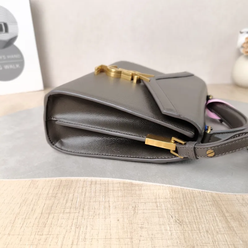 SAINT LAURENT Crossbody Bag Cassandra Shoulder Bag Brown Grained Calfskin Mini 20 × 7.5 × 16 cm — detail view 8 of 11