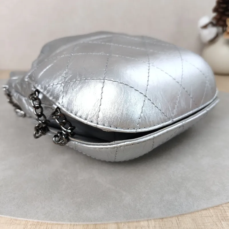 Chanel Crossbody Bag Gabrielle Collection Bucket Bag Silver Calfskin 20 × 6.5 × 22 cm — detail view 13 of 16