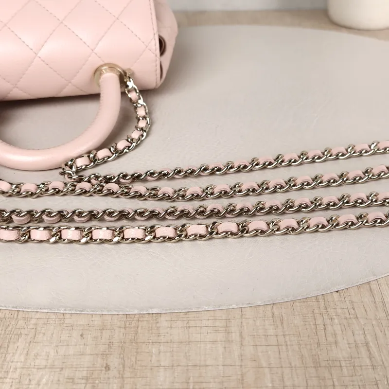 Chanel Top Handle Bag Coco Handle​ Pink Grained Calfskin Mini 14.5 × 5.5 × 11.5 cm — detail view 9 of 12