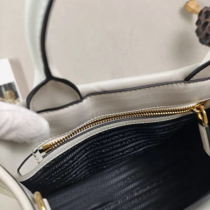 PRADA Top Handle Bag Tote Bag White Calfskin Small 24 × 10 × 18.5 cm — detail view 13 of 13