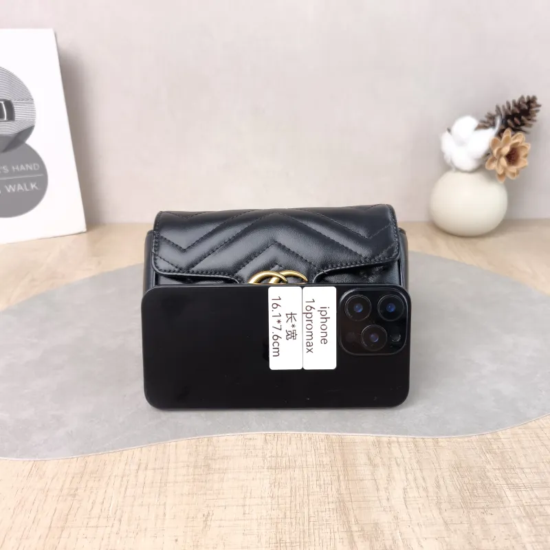 GUCCI Crossbody Bag GG Marmont Mini Marmont Mini Black Calfskinmini16.5 × 4.5 × 9.5 cm — cover view 6 of 6