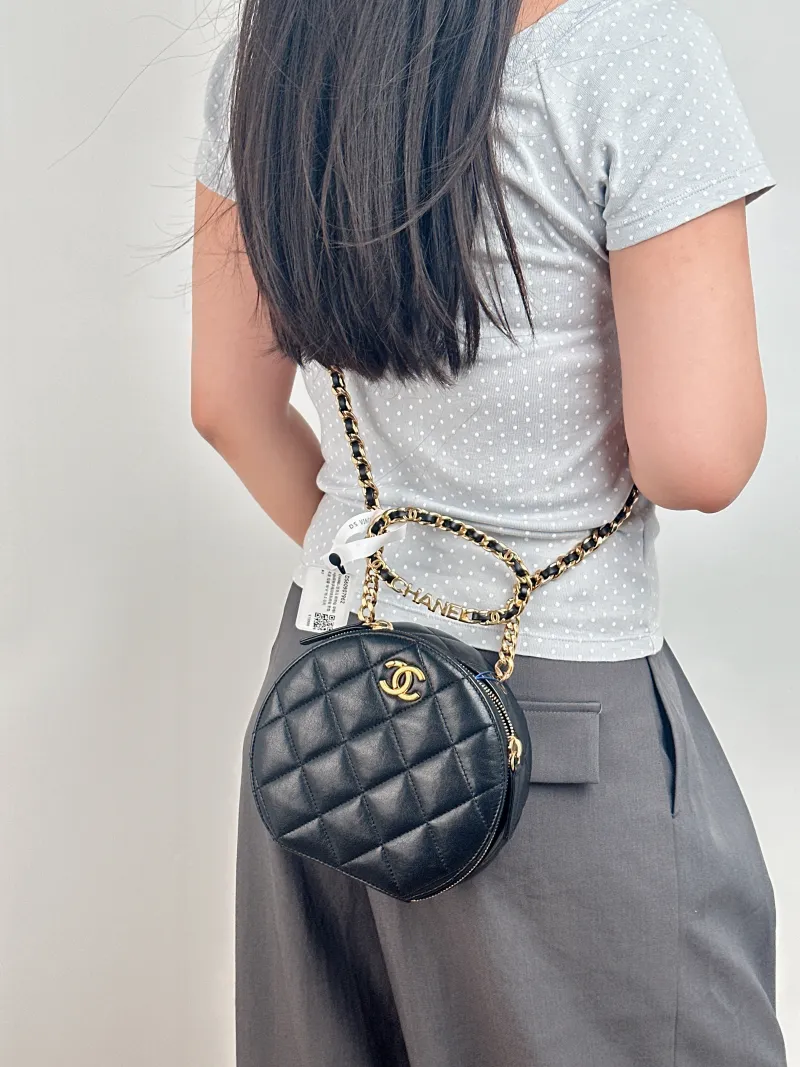 Chanel Crossbody Bag logo Crossbody Bag Black Lambskin One Size 18 × 6 × 16.5 cm — on-model view 2 of 2
