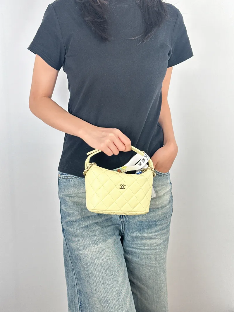 Chanel Crossbody Bag Crossbody Bag Yellow Grained Calfskin One Size21.5 × 7.5 × 19 cm — on-model view 3 of 3