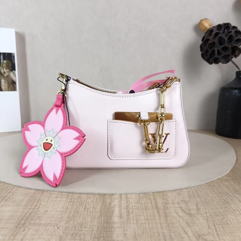 Louis Vuitton Shoulder Bag MARELLINI Pink Epi Embossed Calfskin Mini 19 × 6.5 × 13.5 cm