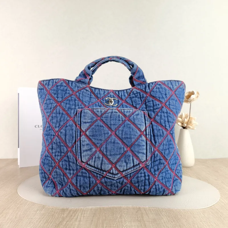 Chanel Shoulder Bag Tote Bag Blue One Size 30 × 12 × 30 cm