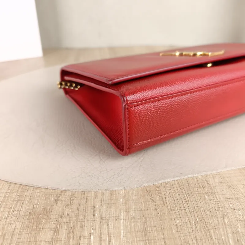 SAINT LAURENT Crossbody Bag KATE Red Calfskin Medium 24 × 5.5 × 14.5 cm Conditioned — detail view 2 of 10