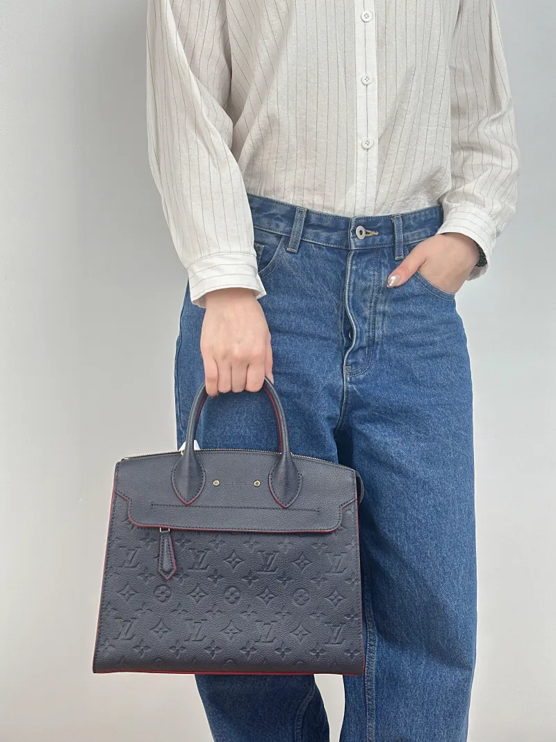 Louis Vuitton Top Handle Bag Pont Neuf Top Handle Bag Blue Calfskin 30 × 11 × 24.5 cm — on-model view 1 of 2