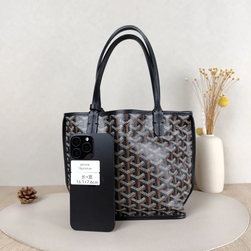 GOYARD Top Handle Bag ANJOU Shopping Tote Black ine Canvasmini19.5 × 9 × 19.5 cm — cover view 3 of 5