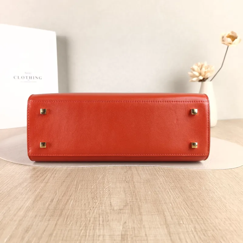 DELVAUX Crossbody Bag Tempete Top Handle Bag Red Calfskin Medium 27.5 × 9 × 23 cm — cover view 3 of 5