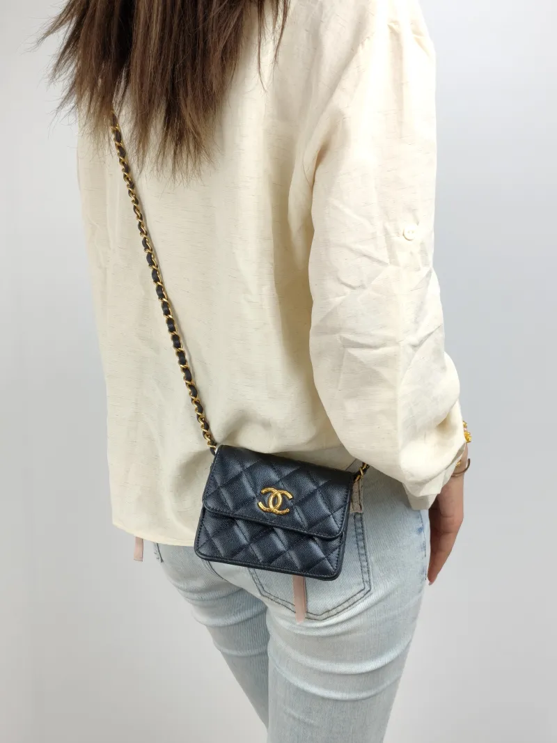 Chanel Crossbody Bag C logo woc Crossbody Bag Black Grained Calfskin One Size 13 × 5.5 × 10 cm — on-model view 1 of 2