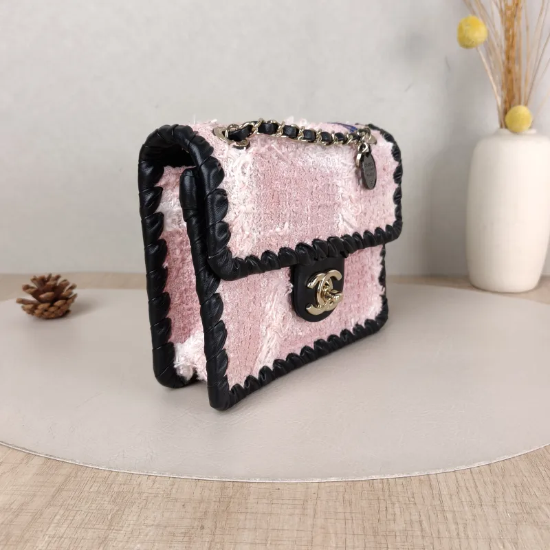 Chanel Crossbody Bag 22c Woven Pink One Size 19 × 5 × 15 cm — cover view 5 of 5