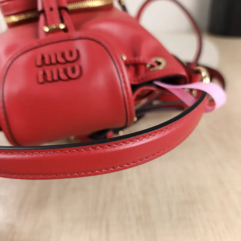 Miumiu Backpack Backpack Red Calfskin Mini 14 × 10 × 17 cm — detail view 5 of 12