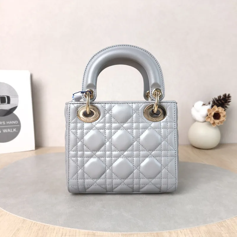 DIOR Crossbody Bag Lady Lady Dior Bag Grey Lambskin Mini 17 × 7 × 15 cm — cover view 2 of 6
