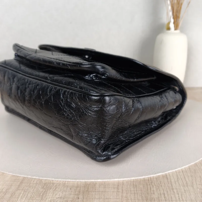 SAINT LAURENT Crossbody Bag Niki Black Waxed Leather Calfskin Medium 28 × 8.5 × 20 cm — detail view 14 of 14