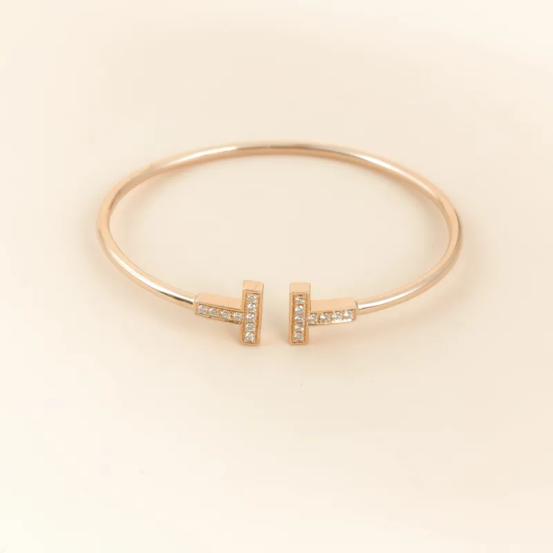 Tiffany&Co. Bangle TC ollection T Rose Gold Rose Gold 18KR ose Gold Diamond One Size 16.3cm