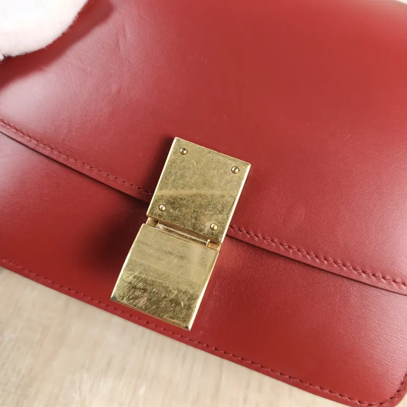 CELINE Crossbody Bag Classic Box Red Calfskin Mini 16 × 7 × 13 cm Conditioned — detail view 5 of 11