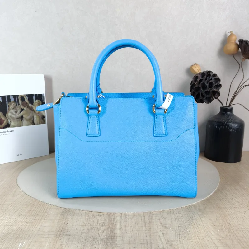 FERRAGAMO Top Handle Bag Tote Bag Blue Calfskin 27 × 14 × 21 cm — cover view 3 of 6
