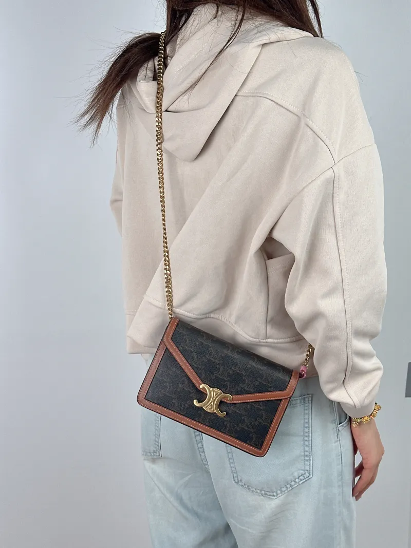 CELINE Crossbody Bag Triomphe woc Monogram PVC One Size 19.5 × 4 × 12 cm — on-model view 2 of 2