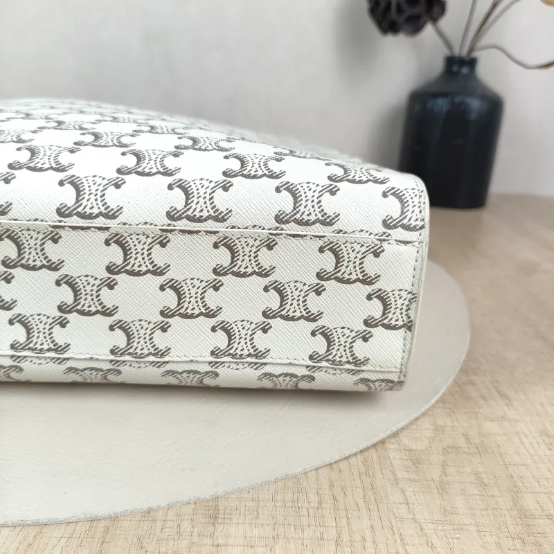 CELINE Crossbody Bag CABAS White Monogram PVC Medium 31.5 × 5 × 35 cm — detail view 10 of 12