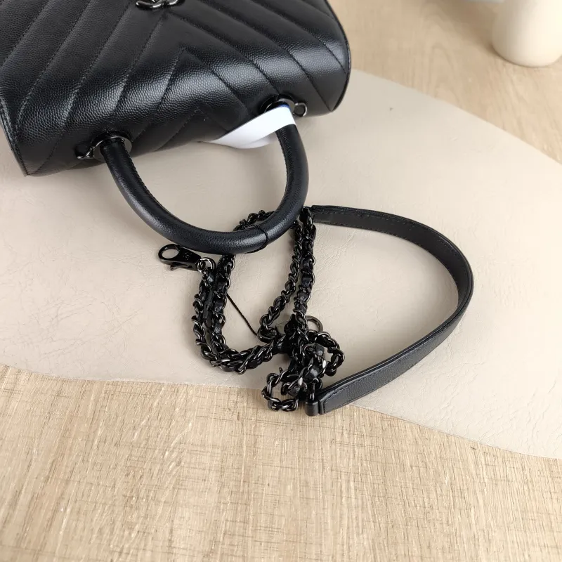 Chanel Top Handle Bag Coco Handle​ v Black Grained Calfskin Small 24 × 10 × 14 cm — detail view 10 of 11