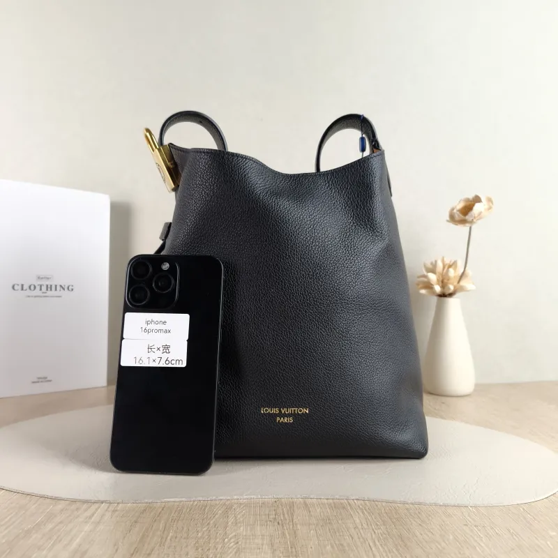 Louis Vuitton Shoulder Bag Low Key Hobo Shoulder Bag Black Calfskin Small 24 × 16 × 28 cm — cover view 4 of 6