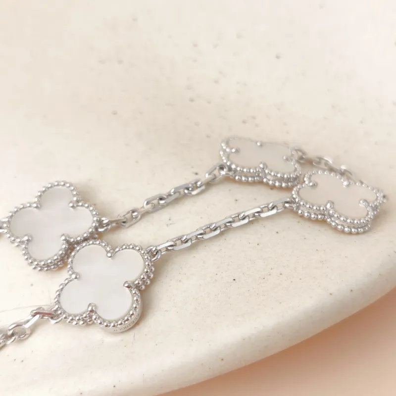 Van Cleef & Arpels Bracelet Alhambra Alhambra Collection Five-Motif Bracelet Pearl · White Mother-of-Pearl 18KW hite Gold Vintage Small 19cm — cover view 9 of 11