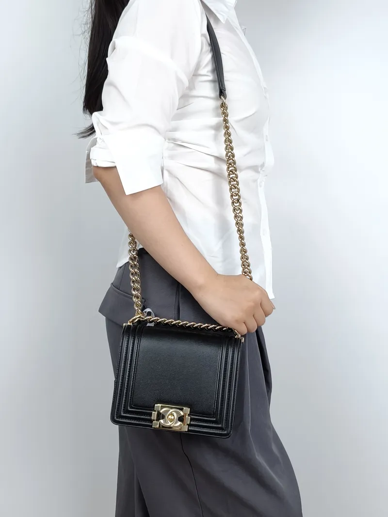 Chanel Crossbody Bag Le Boy​Black Calfskinmini18 × 8.5 × 16 cm — on-model view 3 of 3