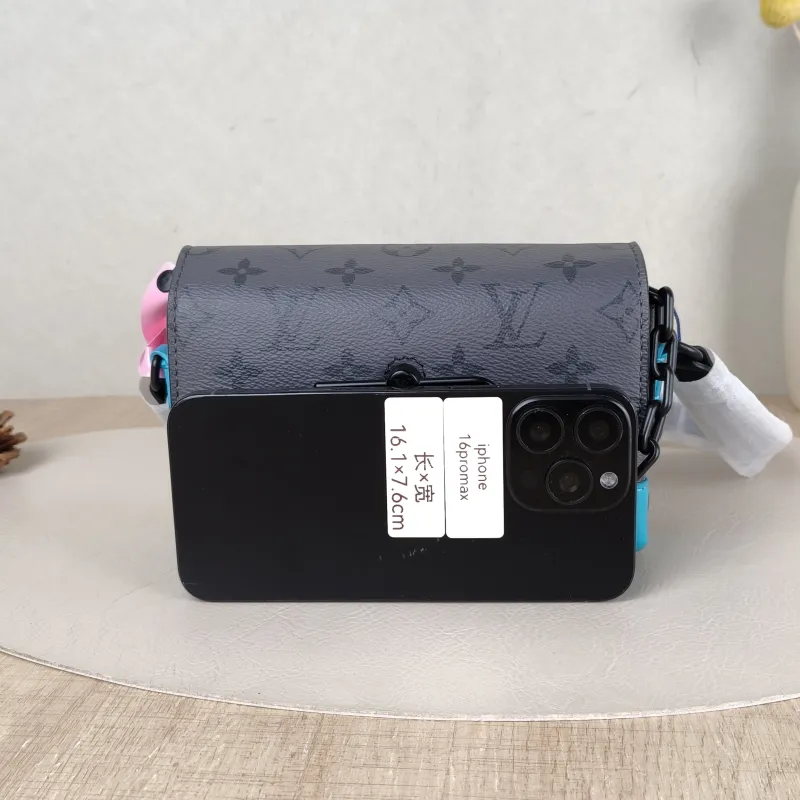 Louis Vuitton Crossbody Bag Steamer Box Grey · Blue PVC · Calfskin Mini 18 × 6.5 × 11 cm — cover view 3 of 5