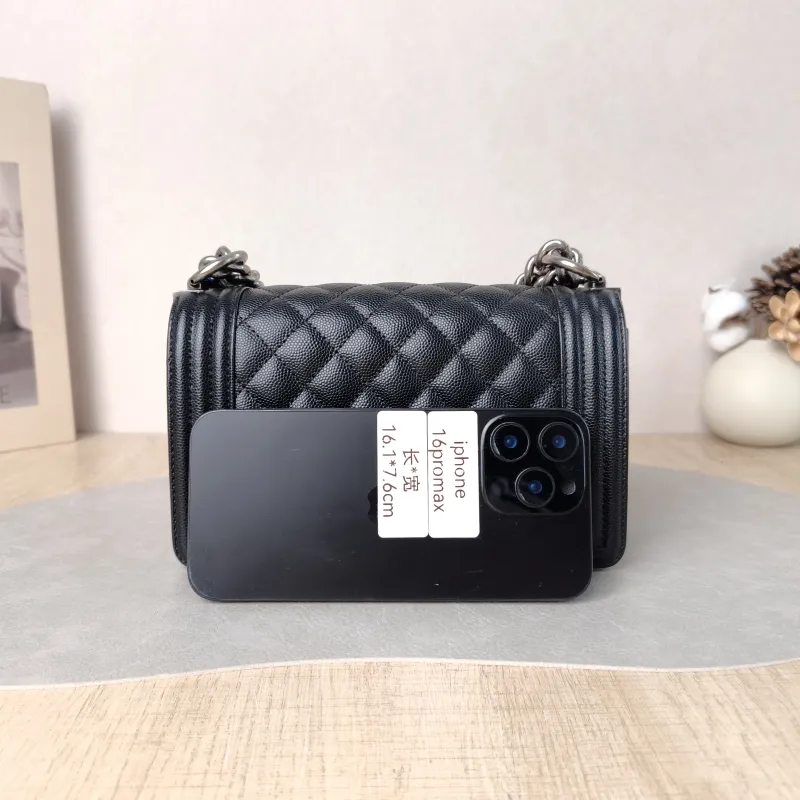 Chanel Crossbody Bag Le Boy​ Black Grained Calfskin Small 20.5 × 8.5 × 12 cm — cover view 2 of 5